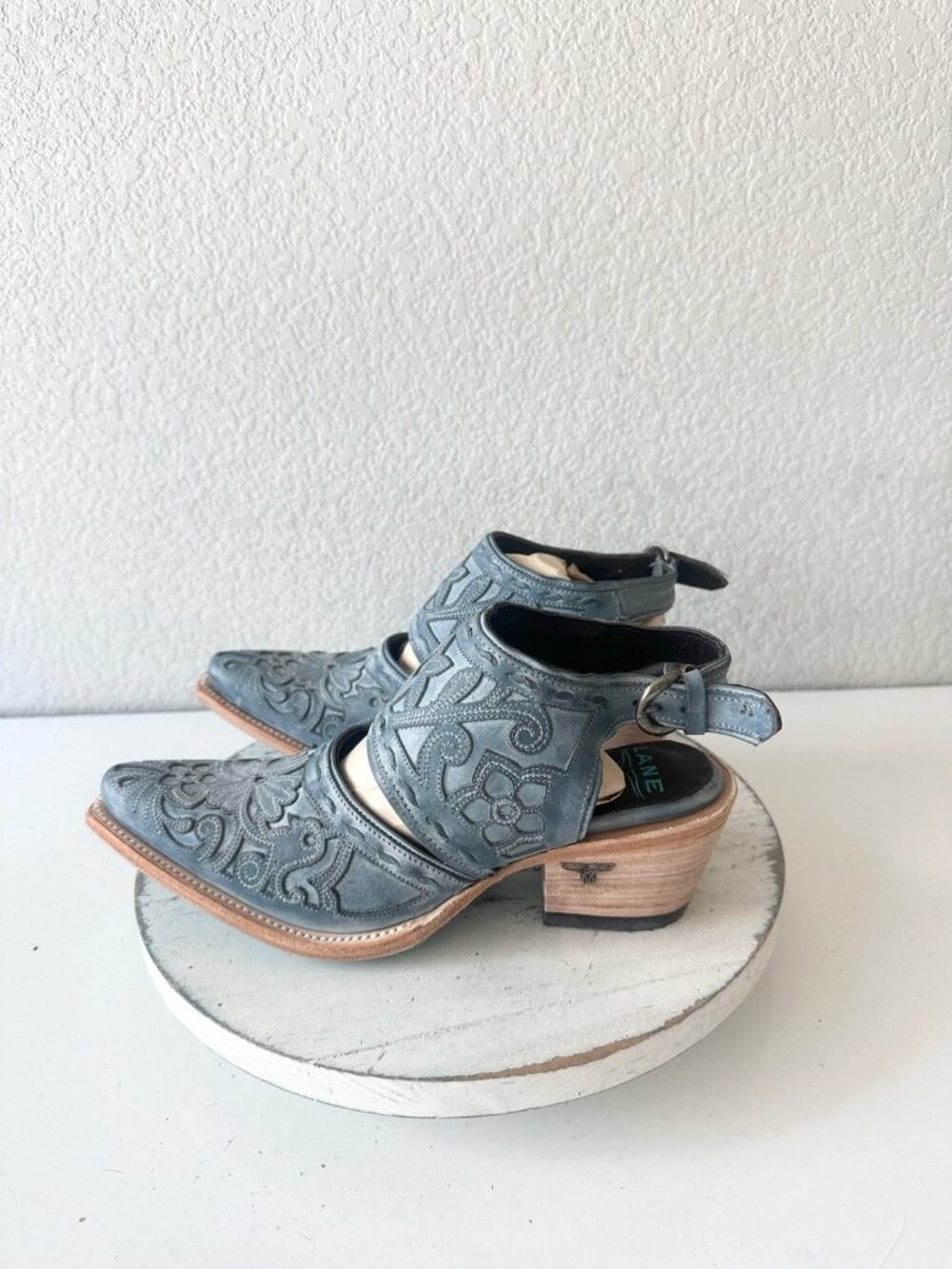 Lane Robin Slingback Mule Womens Cowboy Boots Blue Cowgirl Western Ankle Size 9 - Picture 4 of 12
